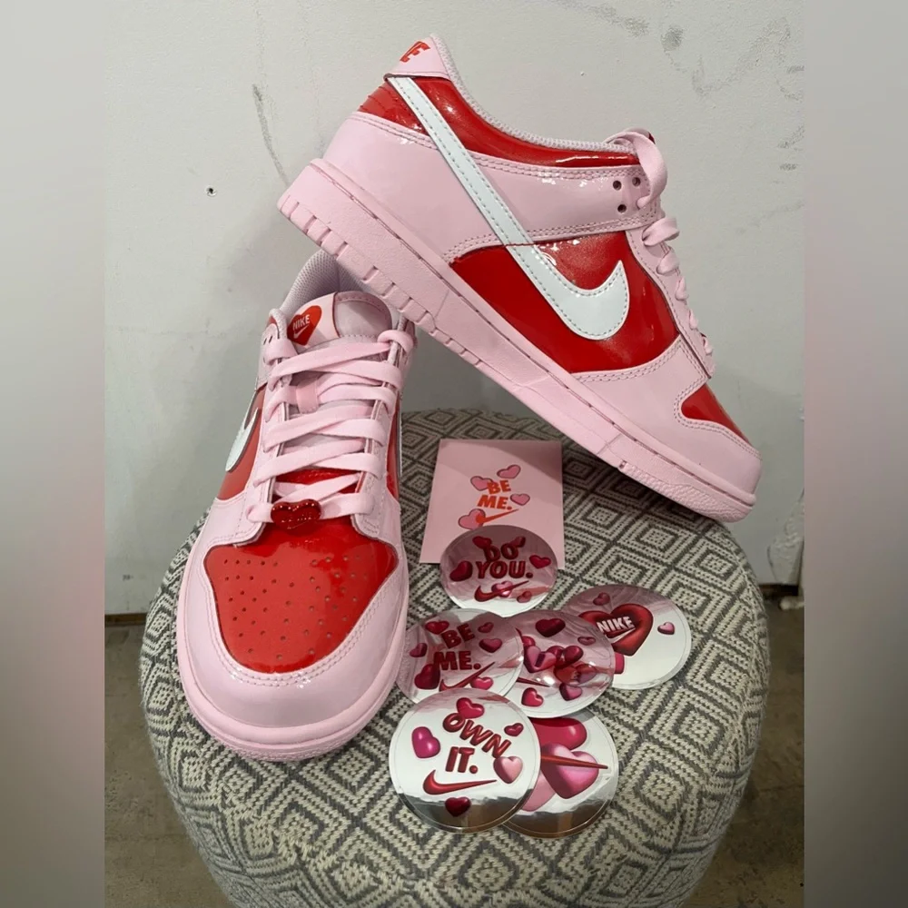 Nike Dunk Low BG Be True Valentine Pink Red Heart Sneakers Size 6Y Women’s 7.5 - Picture 1 of 8